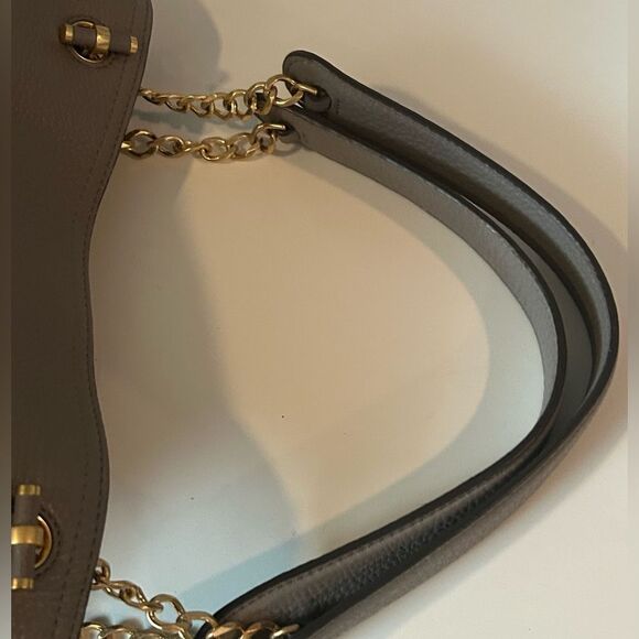 Tory Burch Gray Leather Shoulder Bag Tote - Picture 5 of 14